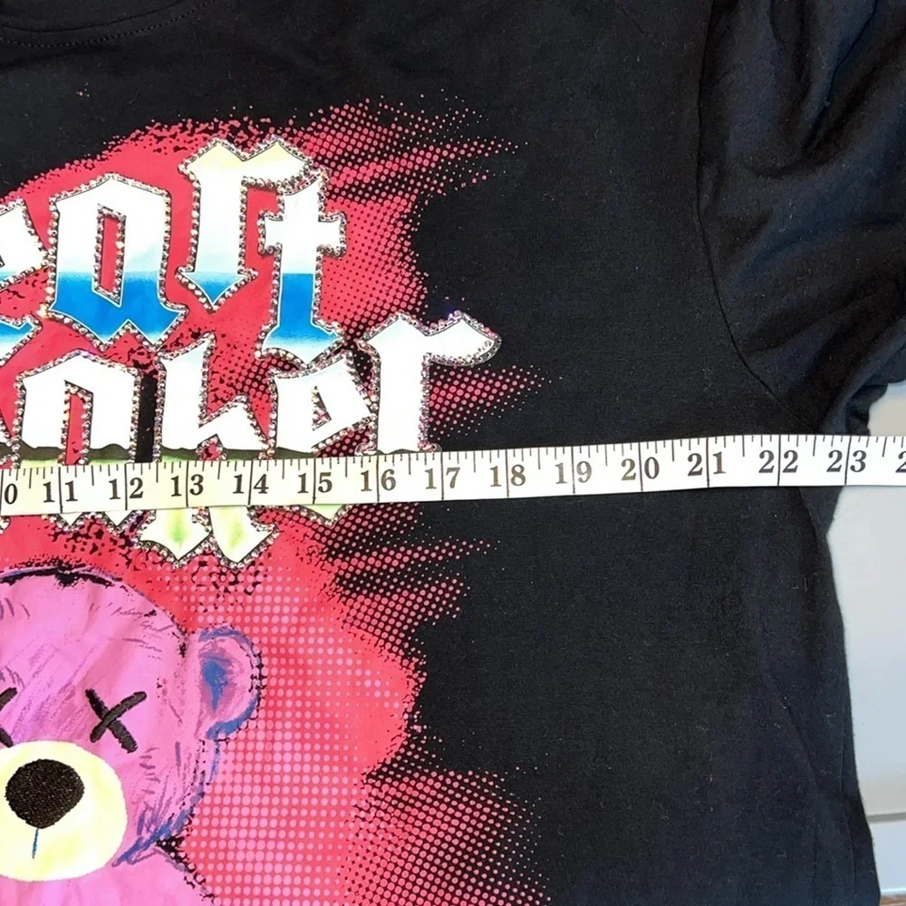 Reason Unisex Heart Breaker Bling Rhinestone Teddy Bear T- Shirt XL - Picture 7 of 8